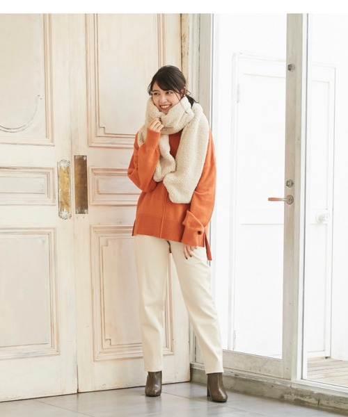 KOBE LETTUCE（コウベレタス）の「ボリュームボアマフラー（マフラー・レディース・アイボリー/ピンク/ブラウン・FREE）」の7枚目の写真