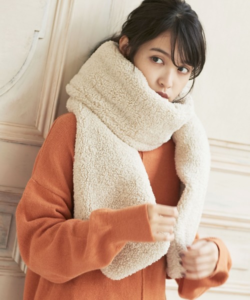 KOBE LETTUCE（コウベレタス）の「ボリュームボアマフラー（マフラー・レディース・アイボリー/ピンク/ブラウン・FREE）」の11枚目の写真