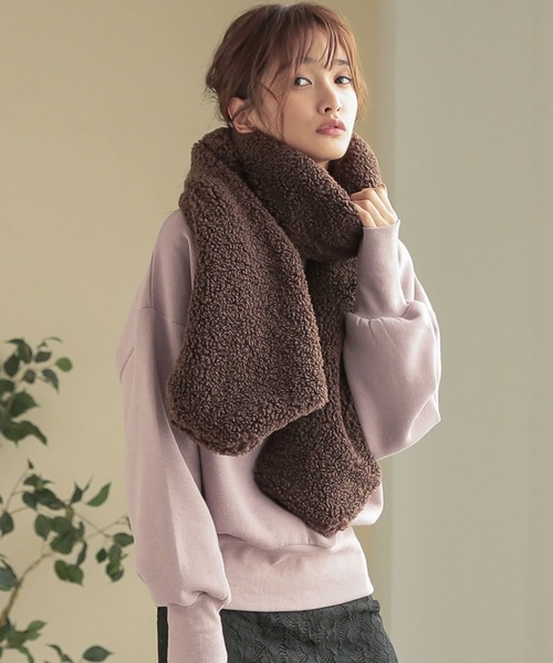 KOBE LETTUCE（コウベレタス）の「ボリュームボアマフラー（マフラー・レディース・アイボリー/ピンク/ブラウン・FREE）」の13枚目の写真