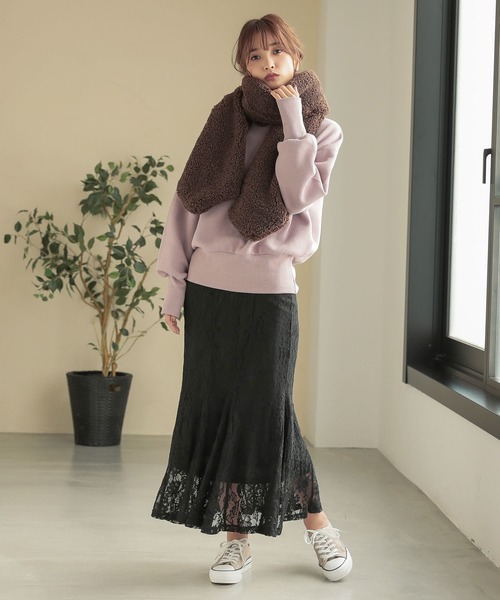 KOBE LETTUCE（コウベレタス）の「ボリュームボアマフラー（マフラー・レディース・アイボリー/ピンク/ブラウン・FREE）」の14枚目の写真