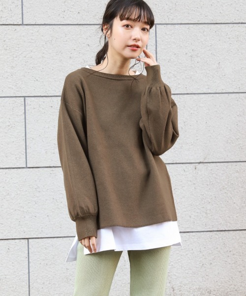 LOWRYS FARM(ローリーズファーム)の「Wジャカードボートプルオーバー 865231(ニット/セーター・レディース・ブラック/パープル/ブラウン/アイボリー・FREE)」の3枚目の写真