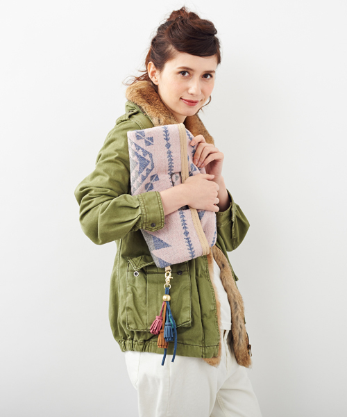 Another Edition（アナザーエディション）の「ae NTV CLT（クラッチバッグ・レディース・ネイビー/ライトピンク・ﾌﾘ-）」の16枚目の写真