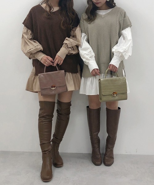 one after another NICE CLAUP(ワンアフターアナザーナイスクラップ)の「袖タック入りAラインチュニック(ワンピース・レディース・アイボリー/オフホワイト/ベージュ・FREE)」の14枚目の写真