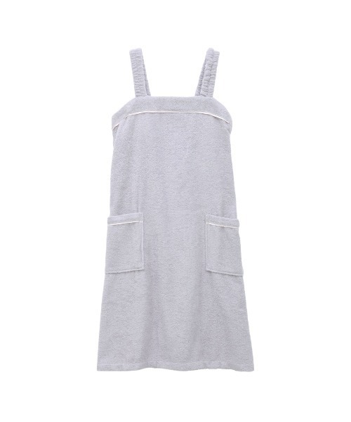 blooming FLORA（ブルーミングフローラ）の「【お風呂上りをもっと快適に】綿100％パイル バスラップ ワンピース 涼しい 夏（ルームウェア/パジャマ・レディース・ホワイト×ネイビー/ピンク/ホワイト×ピンク/ラベンダー/ブルー/モカ・LARGE/MEDIUM）」の6枚目の写真