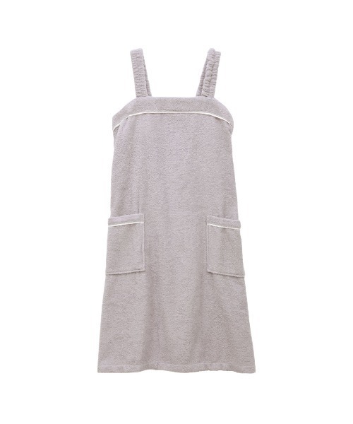 blooming FLORA（ブルーミングフローラ）の「【お風呂上りをもっと快適に】綿100％パイル バスラップ ワンピース 涼しい 夏（ルームウェア/パジャマ・レディース・ホワイト×ネイビー/ピンク/ホワイト×ピンク/ラベンダー/ブルー/モカ・LARGE/MEDIUM）」の4枚目の写真