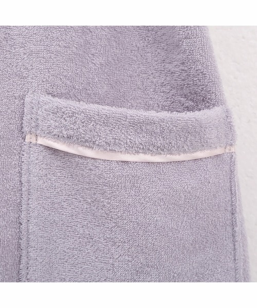 blooming FLORA（ブルーミングフローラ）の「【お風呂上りをもっと快適に】綿100％パイル バスラップ ワンピース 涼しい 夏（ルームウェア/パジャマ・レディース・ホワイト×ネイビー/ピンク/ホワイト×ピンク/ラベンダー/ブルー/モカ・LARGE/MEDIUM）」の9枚目の写真