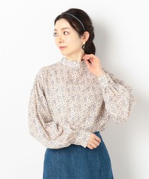 小花柄プリントボリュームスリーブブラウス