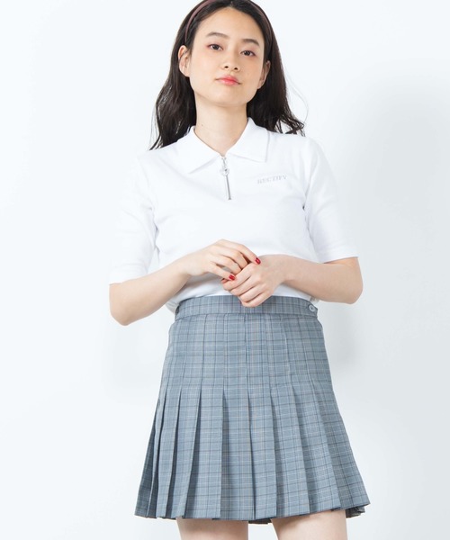 WEGO(ウィゴー)の「DISPARK/チャームジップリブTシャツ(Tシャツ/カットソー・レディース・ホワイト/ピンク・FREE)」の1枚目の写真