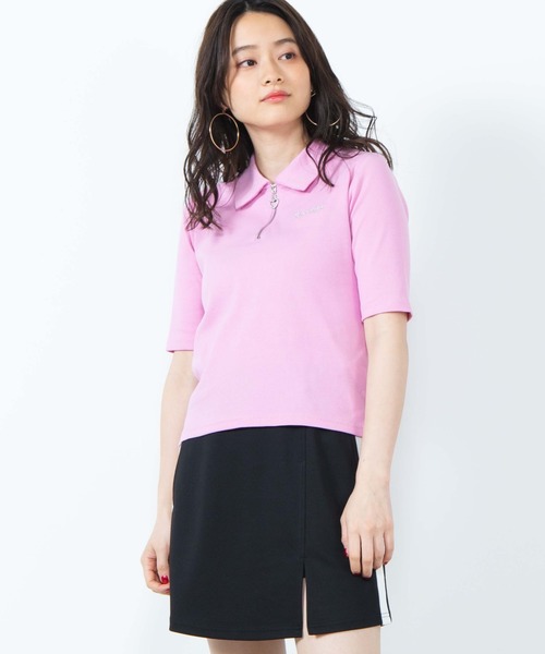 WEGO(ウィゴー)の「DISPARK/チャームジップリブTシャツ(Tシャツ/カットソー・レディース・ホワイト/ピンク・FREE)」の2枚目の写真