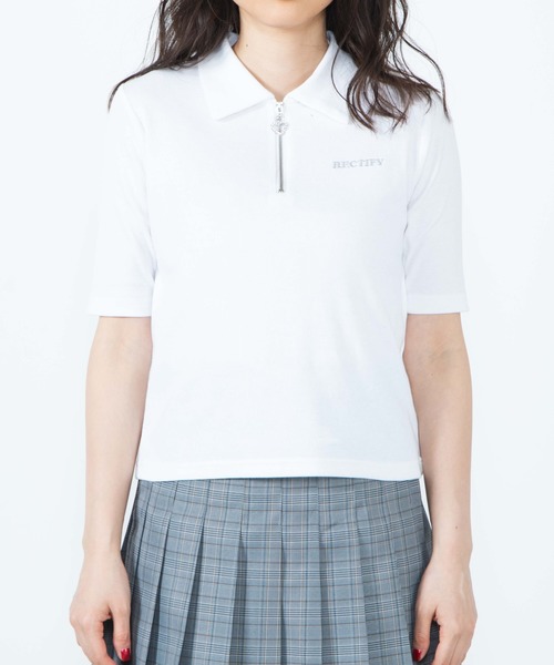 WEGO(ウィゴー)の「DISPARK/チャームジップリブTシャツ(Tシャツ/カットソー・レディース・ホワイト/ピンク・FREE)」の5枚目の写真
