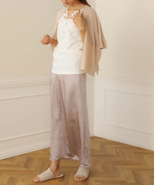 Bab(バブ)の「【WEB限定】モチーフレイヤードトップス/レースタンクトップ/インナーカットソー(Tシャツ/カットソー・レディース・ブラック/オフホワイト/モカ・FREE)」の5枚目の写真