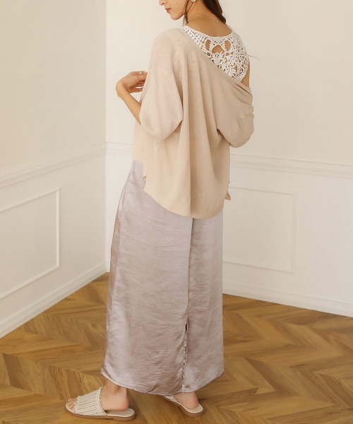 Bab(バブ)の「【WEB限定】モチーフレイヤードトップス/レースタンクトップ/インナーカットソー(Tシャツ/カットソー・レディース・ブラック/オフホワイト/モカ・FREE)」の7枚目の写真