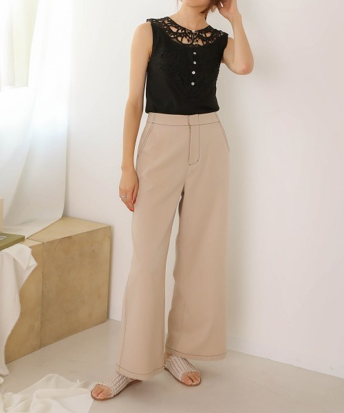 Bab(バブ)の「【WEB限定】モチーフレイヤードトップス/レースタンクトップ/インナーカットソー(Tシャツ/カットソー・レディース・ブラック/オフホワイト/モカ・FREE)」の15枚目の写真