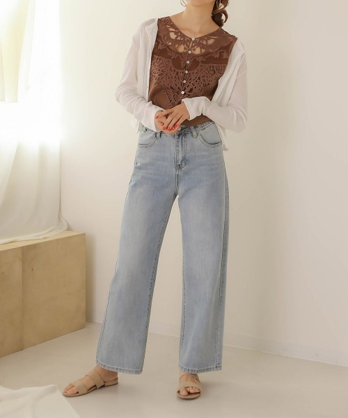 Bab(バブ)の「【WEB限定】モチーフレイヤードトップス/レースタンクトップ/インナーカットソー(Tシャツ/カットソー・レディース・ブラック/オフホワイト/モカ・FREE)」の20枚目の写真