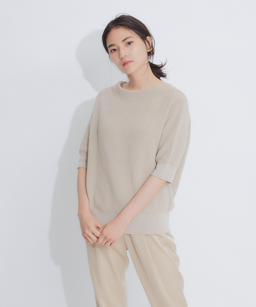 qualite（カリテ）の「ラグラン片畦ニット（ニット/セーター・レディース・ライトブルー/ホワイト/カーキ/ベージュ・フリー）」の2枚目の写真