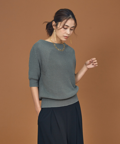 qualite（カリテ）の「ラグラン片畦ニット（ニット/セーター・レディース・ライトブルー/ホワイト/カーキ/ベージュ・フリー）」の3枚目の写真