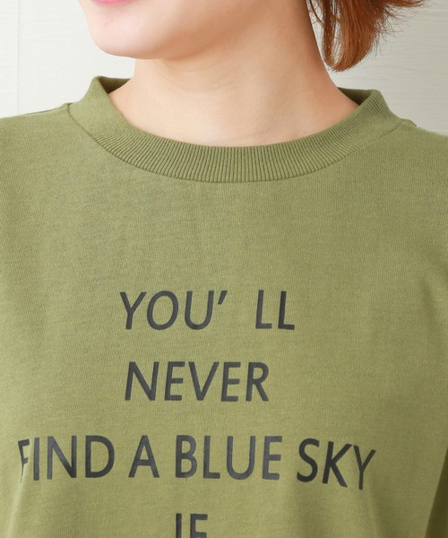 n'ee-ne（ネーネ）の「USAコットン　ロゴプリントTシャツ（Tシャツ/カットソー・レディース・カーキ/オフホワイト/ベージュ/ブラック・M/L）」の15枚目の写真