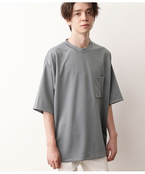 JUNRED（ジュンレッド）の「【ハーフスリーブ】ルーズフィットポンチカットソー（Tシャツ/カットソー・メンズ・ブラック/ダークブラウン/ホワイト/ライトグリーン・L/M）」の4枚目の写真