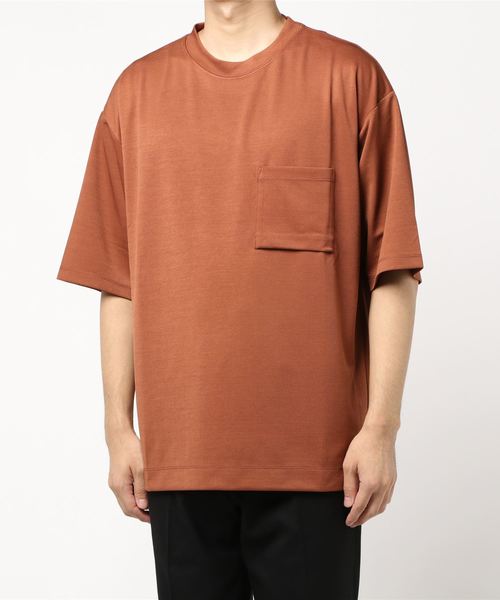 JUNRED（ジュンレッド）の「【ハーフスリーブ】ルーズフィットポンチカットソー（Tシャツ/カットソー・メンズ・ブラック/ダークブラウン/ホワイト/ライトグリーン・L/M）」の8枚目の写真