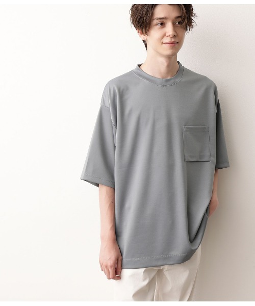 JUNRED（ジュンレッド）の「【ハーフスリーブ】ルーズフィットポンチカットソー（Tシャツ/カットソー・メンズ・ブラック/ダークブラウン/ホワイト/ライトグリーン・L/M）」の21枚目の写真