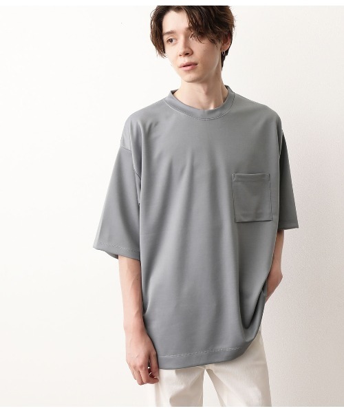 JUNRED（ジュンレッド）の「【ハーフスリーブ】ルーズフィットポンチカットソー（Tシャツ/カットソー・メンズ・ブラック/ダークブラウン/ホワイト/ライトグリーン・L/M）」の20枚目の写真