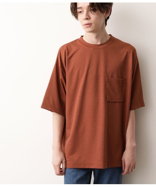 JUNRED（ジュンレッド）の「【ハーフスリーブ】ルーズフィットポンチカットソー（Tシャツ/カットソー・メンズ・ブラック/ダークブラウン/ホワイト/ライトグリーン・L/M）」の16枚目の写真
