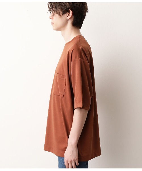 JUNRED（ジュンレッド）の「【ハーフスリーブ】ルーズフィットポンチカットソー（Tシャツ/カットソー・メンズ・ブラック/ダークブラウン/ホワイト/ライトグリーン・L/M）」の15枚目の写真