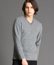 メランジダブルフェイスVネックカットソー