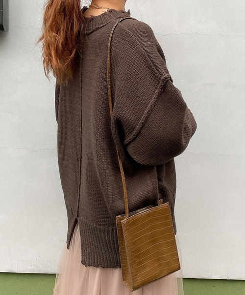 archives（アルシーヴ）の「ダメージ加工ニットプルオーバー（ニット/セーター・レディース・マスタード/パープル/ブラウン/オフホワイト/ラベンダー/ブルー・MEDIUM）」の3枚目の写真