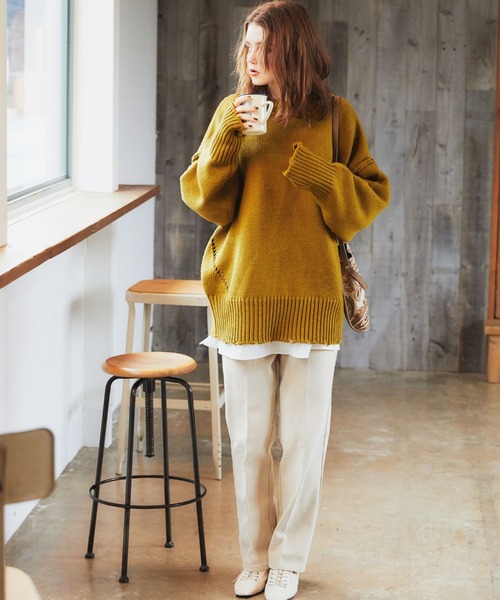 archives（アルシーヴ）の「ダメージ加工ニットプルオーバー（ニット/セーター・レディース・マスタード/パープル/ブラウン/オフホワイト/ラベンダー/ブルー・MEDIUM）」の7枚目の写真