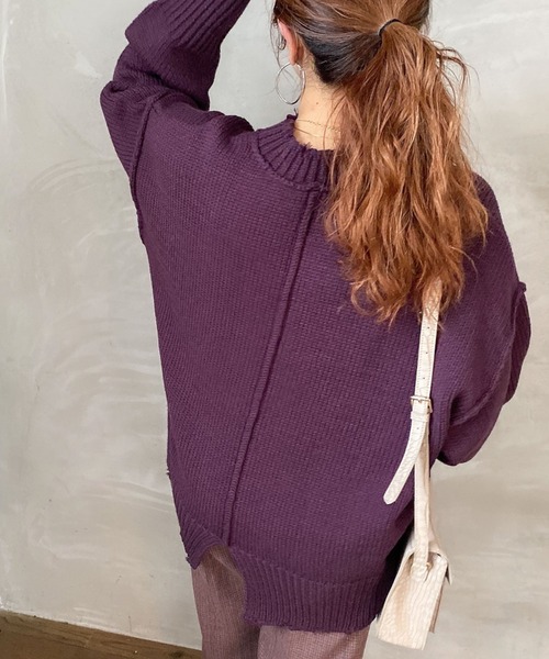 archives（アルシーヴ）の「ダメージ加工ニットプルオーバー（ニット/セーター・レディース・マスタード/パープル/ブラウン/オフホワイト/ラベンダー/ブルー・MEDIUM）」の20枚目の写真