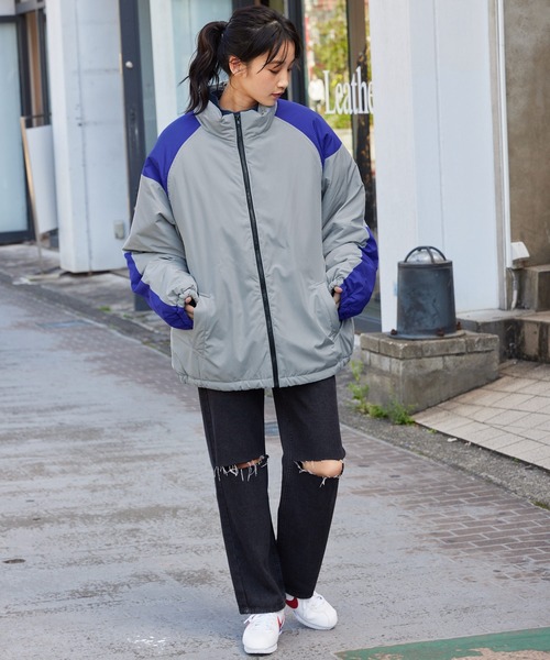 MONO-MART（モノマート）の「ビッグシルエット ハイネック ボリュームスリーブ中綿ジャケット（ダウンジャケット/コート・メンズ・ブラック/ネイビー/グレー系その他/チャコール/ダークベージュ/ブラウン・FREE）」の19枚目の写真