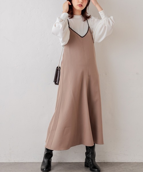 natural couture（ナチュラルクチュール）の「パイピングキャミワンピース（ワンピース・レディース・ブラック/モカ/チェック・FREE）」の12枚目の写真