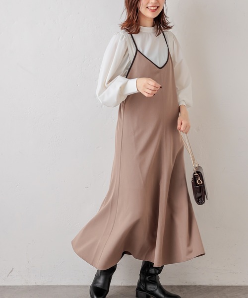 natural couture（ナチュラルクチュール）の「パイピングキャミワンピース（ワンピース・レディース・ブラック/モカ/チェック・FREE）」の14枚目の写真