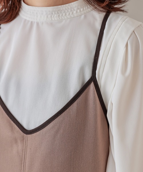 natural couture（ナチュラルクチュール）の「パイピングキャミワンピース（ワンピース・レディース・ブラック/モカ/チェック・FREE）」の15枚目の写真