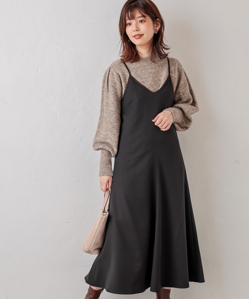 natural couture（ナチュラルクチュール）の「パイピングキャミワンピース（ワンピース・レディース・ブラック/モカ/チェック・FREE）」の6枚目の写真