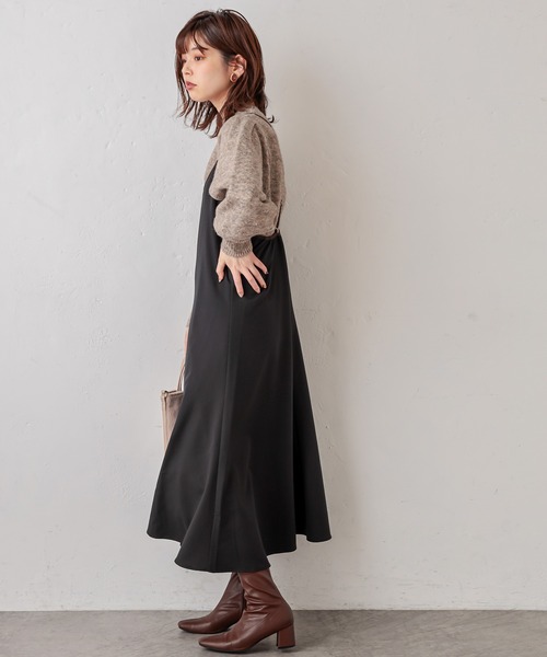 natural couture（ナチュラルクチュール）の「パイピングキャミワンピース（ワンピース・レディース・ブラック/モカ/チェック・FREE）」の9枚目の写真