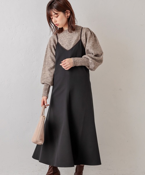 natural couture（ナチュラルクチュール）の「パイピングキャミワンピース（ワンピース・レディース・ブラック/モカ/チェック・FREE）」の7枚目の写真