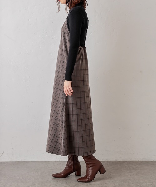 natural couture（ナチュラルクチュール）の「パイピングキャミワンピース（ワンピース・レディース・ブラック/モカ/チェック・FREE）」の21枚目の写真