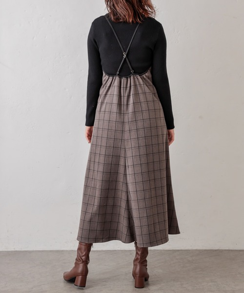 natural couture（ナチュラルクチュール）の「パイピングキャミワンピース（ワンピース・レディース・ブラック/モカ/チェック・FREE）」の22枚目の写真