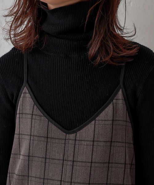 natural couture（ナチュラルクチュール）の「パイピングキャミワンピース（ワンピース・レディース・ブラック/モカ/チェック・FREE）」の19枚目の写真