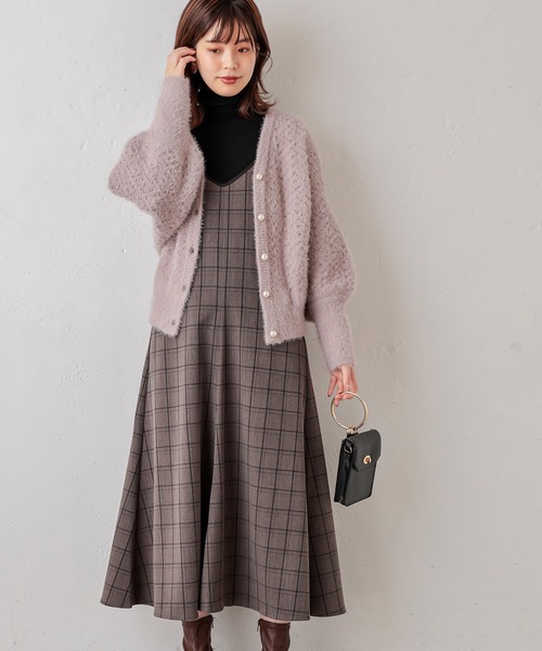 natural couture（ナチュラルクチュール）の「パイピングキャミワンピース（ワンピース・レディース・ブラック/モカ/チェック・FREE）」の18枚目の写真