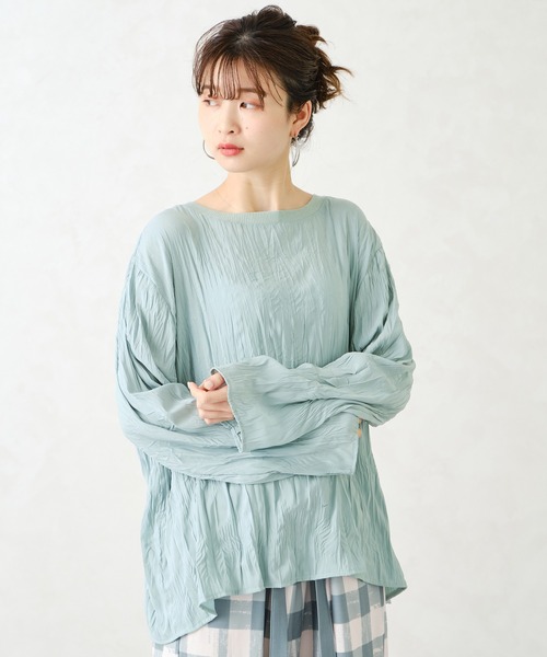 CONSCIOUS DAY（コンシャスデイ）の「ワッシャーシアートップス CD1002（Tシャツ/カットソー・レディース・ベージュ/ブルー/イエロー・ﾌﾘ-）」の3枚目の写真