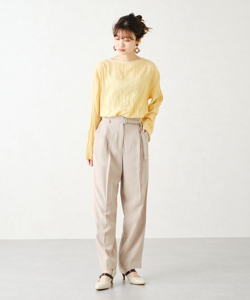 CONSCIOUS DAY（コンシャスデイ）の「ワッシャーシアートップス CD1002（Tシャツ/カットソー・レディース・ベージュ/ブルー/イエロー・ﾌﾘ-）」の7枚目の写真