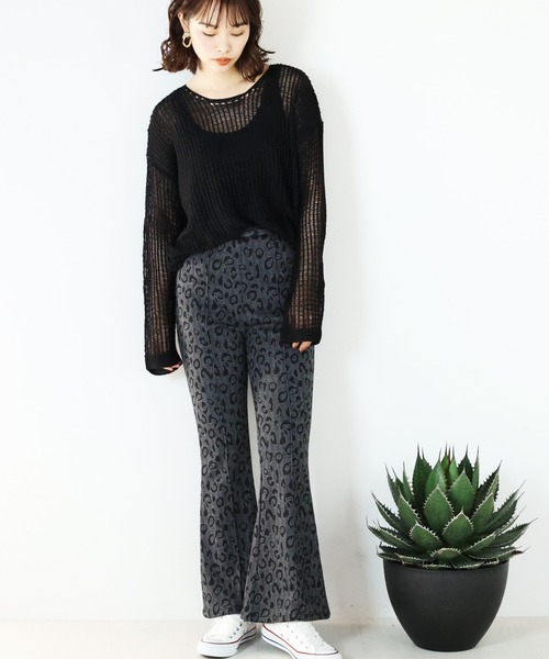 ARCANUM DESIGN（アルカナムデザイン）の「ARL ラウンドネックロングメッシュニット（ニット/セーター・レディース・ブラック/グレー・FREE）」の5枚目の写真