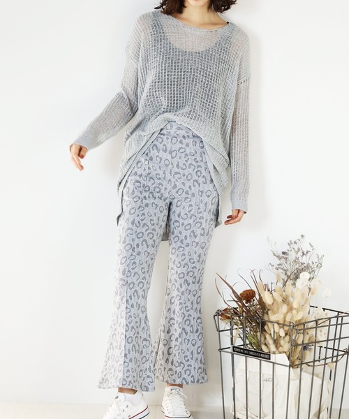 ARCANUM DESIGN（アルカナムデザイン）の「ARL ラウンドネックロングメッシュニット（ニット/セーター・レディース・ブラック/グレー・FREE）」の7枚目の写真