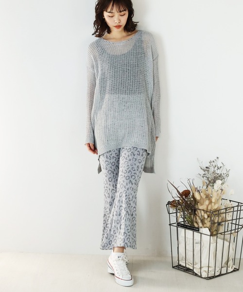 ARCANUM DESIGN（アルカナムデザイン）の「ARL ラウンドネックロングメッシュニット（ニット/セーター・レディース・ブラック/グレー・FREE）」の9枚目の写真