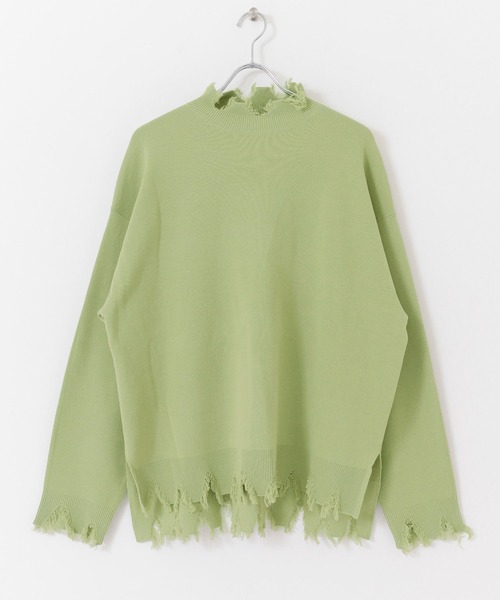 SENSE OF PLACE by URBAN RESEARCH（センスオブプレイスバイアーバンリサーチ）の「【WEB/一部店舗限定】ダメージハイネックルーズトップ（ニット/セーター・メンズ・グレー/アイボリー/グリーン系その他/ブルー系その他・MEDIUM/LARGE/X-LARGE）」の12枚目の写真