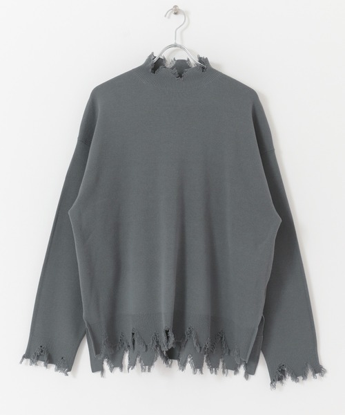 SENSE OF PLACE by URBAN RESEARCH（センスオブプレイスバイアーバンリサーチ）の「【WEB/一部店舗限定】ダメージハイネックルーズトップ（ニット/セーター・メンズ・グレー/アイボリー/グリーン系その他/ブルー系その他・MEDIUM/LARGE/X-LARGE）」の13枚目の写真