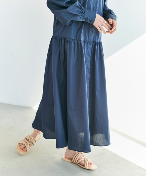 ReNorm（リノーム）の「ローウエストギャザーシャツワンピース（シャツワンピース・レディース・ネイビー/オフホワイト・フリー）」の11枚目の写真